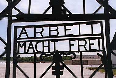 Gate reads: "Labor Means Liberty"