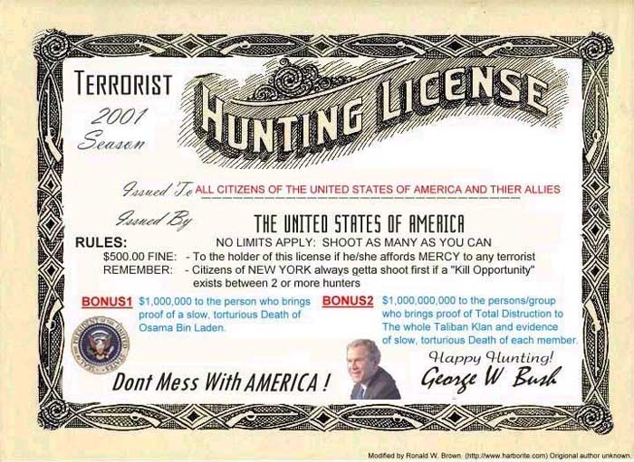 Terrorist hunting licence
