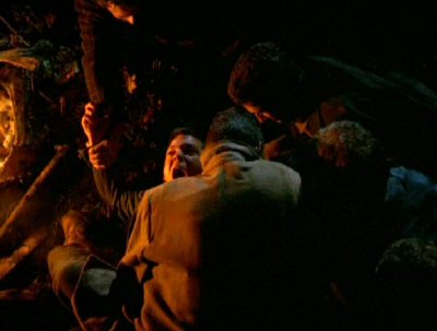 Krycek's horribly abused by a group of well meaning peasants.