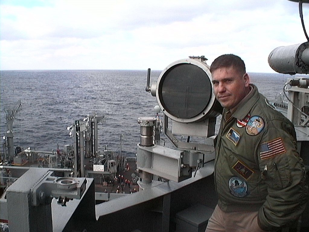 Keith Hale on board the Signal Bridge of the USS George Washington during an Underway Replenishment.