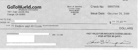 Here it is - my twelfth check from GoToWorld.com!!! - Click to sign up!