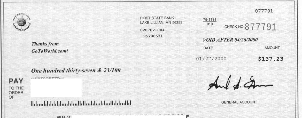 Here it is - my fifth check from GoToWorld.com!!! - Click to sign up!