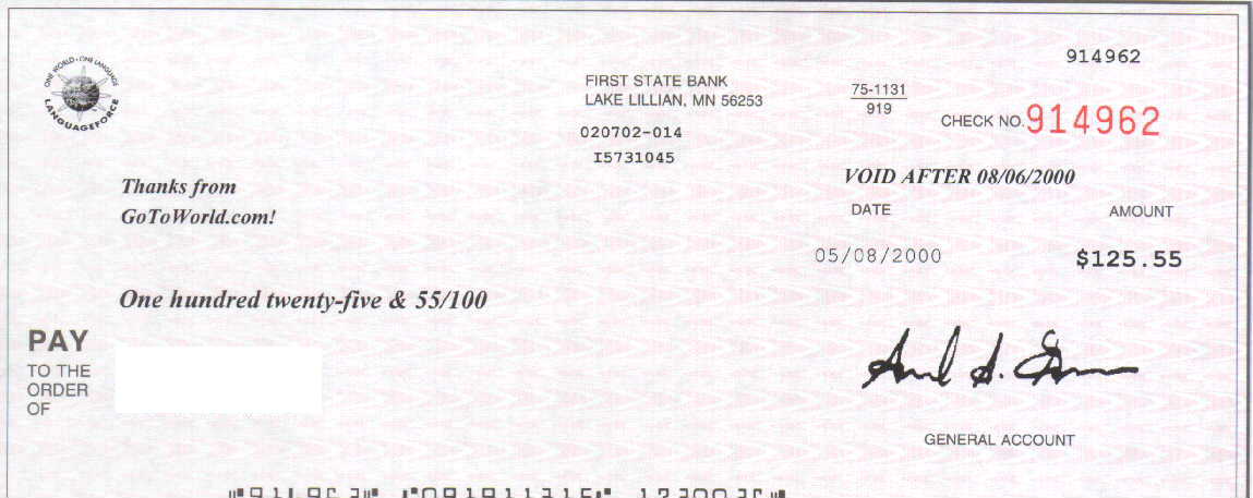 Here it is - my eighth check from GoToWorld.com!!! - Click to sign up!