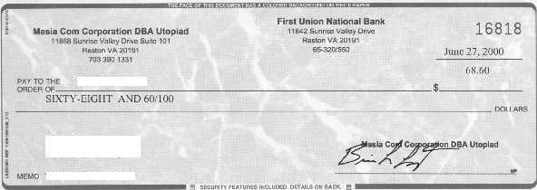 Here it is - my second check from Utopiad.com!!! - Click to sign up!