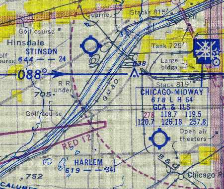 The January 1954 Chicago Local Aeronautical Chart (courtesy of Chris Kennedy 