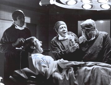 Frankie Howerd with Sid James, Kenneth Williams and Bernard Bresslaw in Carry On Doctor!