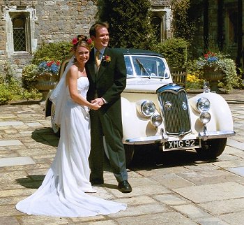 Dan & Vanessa about to leave Eastwell Manor in the Riley...