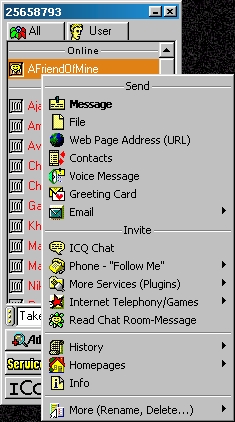 A view of what you can do with ICQ