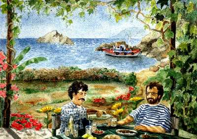 Piko and Kaptain Ouzo on Samos Island