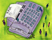 Graphic of fax machine; Size=180 pixels wide