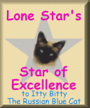Star of Excellence to Itty Bitty the Russian Blue Cat