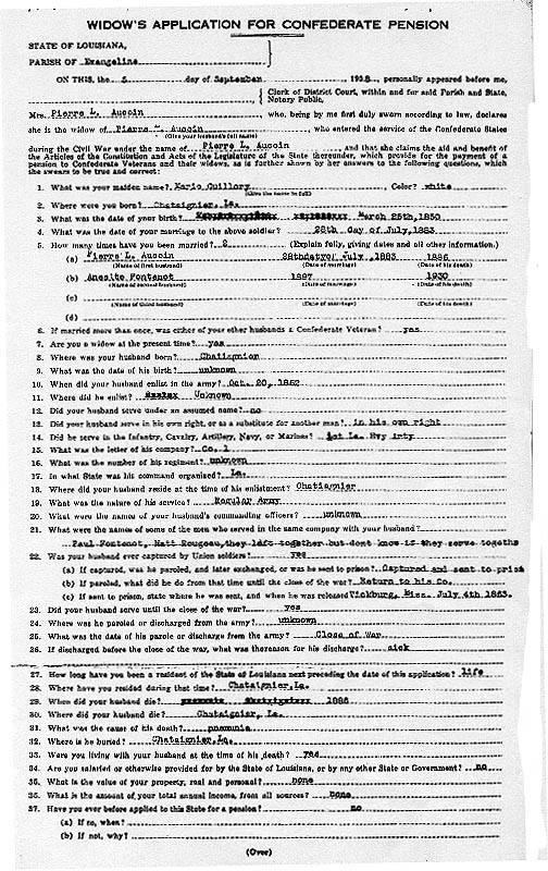 IMAGE of Pension Application Page #1
