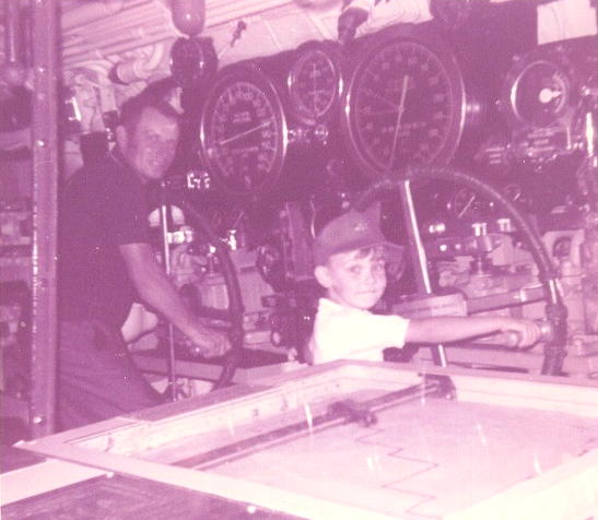 Carl and son Chris on USS Drum