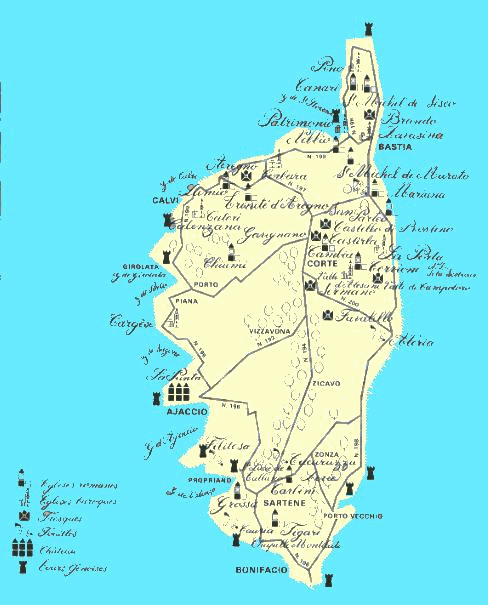 La carte de la Corse