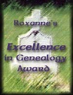 Roxanne's Excellence in Genealogy Award