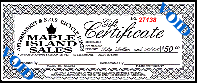 Maple Island Sales Gift Certificate