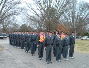 SHP cadets at attention