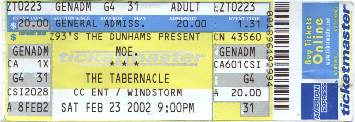 moe. / February 23, 2002 / The Tabernacle, Atlanta, GA