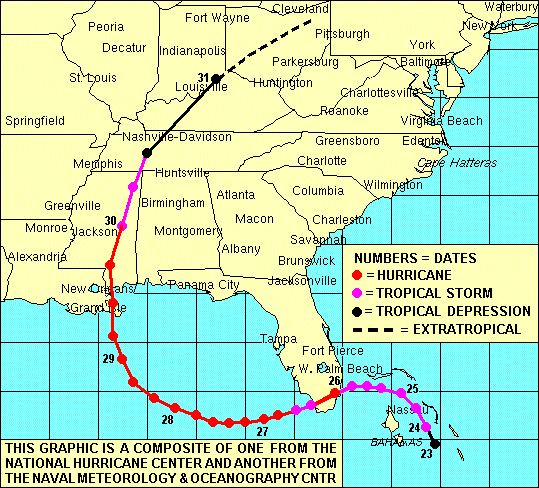Hurricane Katrina Track Map