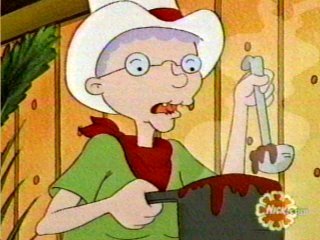 Arnold's Grandma (Tress MacNeille) serving him some beans