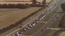 Clogged motorways as people try to flee to the relative safety of the countryside, when the conflict worsens