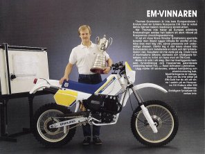 Gustavsson in a Husvarna ad with the '86 TE 510