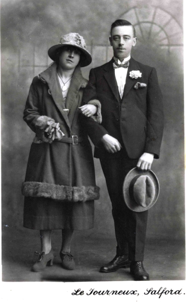 Ada Blackburn & George Brown on their wedding day, 27 December 1924
