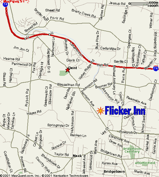 THE FLICKER INN IS AT 7777 HARRISON AVE. IN DENT, OHIO