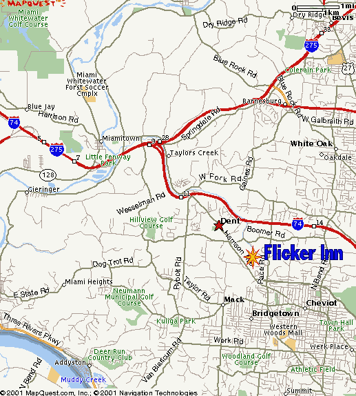 THE FLICKER INN IS AT 7777 HARRISON AVE. IN DENT, OHIO