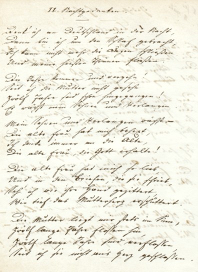 the first page of "Night Thoughts" in Heine's handwriting