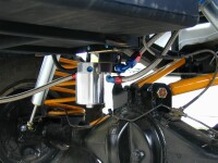 View of fuel pump and filter after they had to be moved down. Click for larger image (74kb)