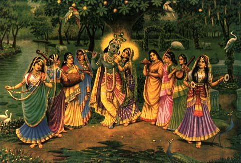 Radha-Krishna i osam glavnih gopija