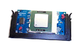 The Slot T adaptor card and Celeron processor