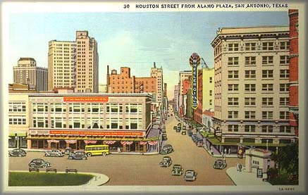Postcard: Houston Street from Alamo Plaza, San Antonio, Texas
