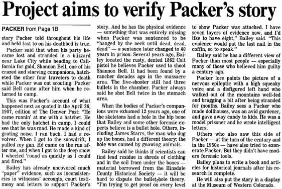 Newspaper article about Alferd Packard