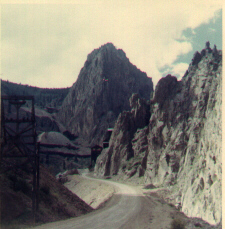 Image of the road above Creede, with abandoned mine buildings