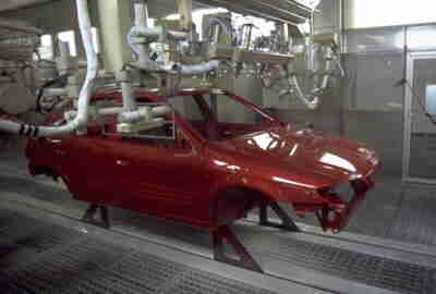 The spraying of the Xsara by robots