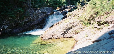 falls on Rose Creek from trail to Otokomi Lake