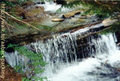 waterfall alongside the trail