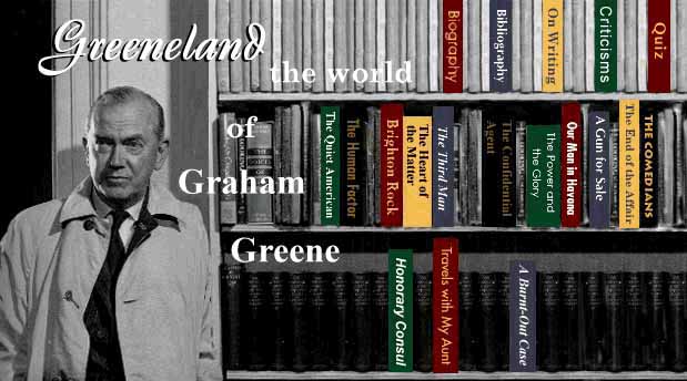 Graham Greene at bookcase
