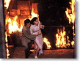 Hung Fei rescuing his sister-in-law, Ching Yeung, out of the fire