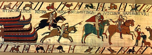 Bayeux Tapestry, panel 29: Unopposed, William heads toward Hastings