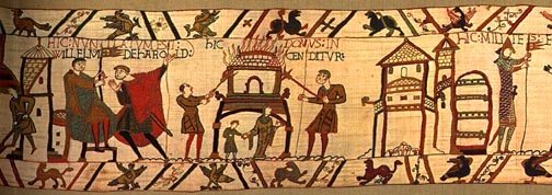 Bayeux Tapestry, panel 33: William hears that Harold is moving south
