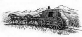 Stage out of Bannack, N. Dansie  1997, pen & ink, private collection