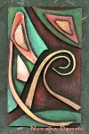 Surf, N. Dansie  1997, leather, acrylic, banana paper, wood, $75