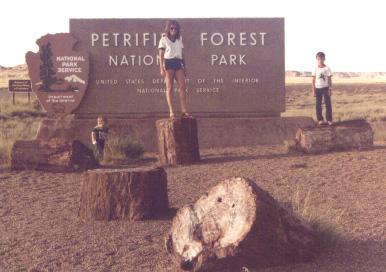 Cheryl with Jason and Kevin at Petrified Forest in Arizona