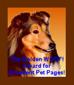 The Golden WOOF! Award for Excellent Pet Pages!