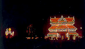 The Paramekkavu tower all illuminated