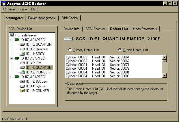 SCSI defects lits