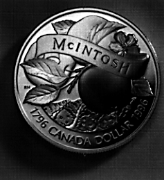 1996 CANADIAN SILVER DOLLAR commemorating 'Canada's Premiere Apple'